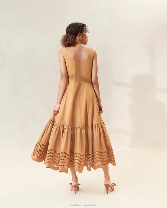 Clothes Chocolate Loeffler Randall 044J197 Women Carine Embroidered Midi Dress