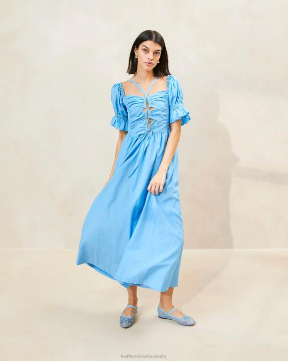 Clothes Cornflower Loeffler Randall 044J193 Women Yael Gathered-Bodice Dress