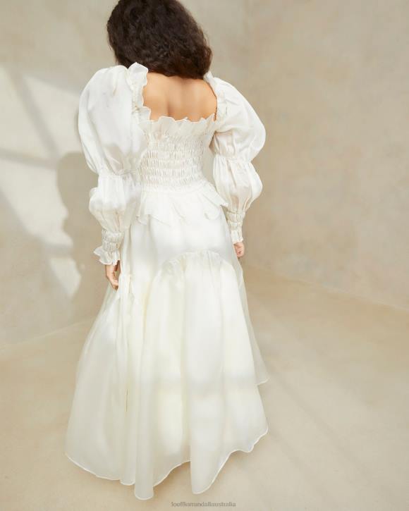 Clothes Cream Loeffler Randall 044J170 Women Suzette Smocked Organza Dress