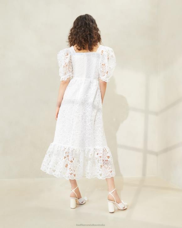 Clothes Cream Loeffler Randall 044J182 Women Addison Puff-Sleeve Dress
