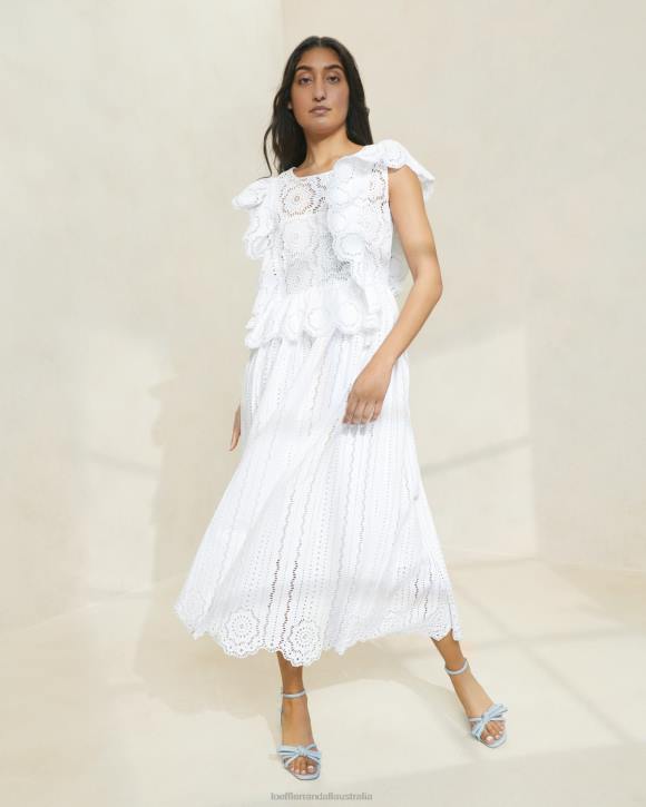 Clothes Ivory Loeffler Randall 044J173 Women Brynn Flutter-Sleeve Lace Dress