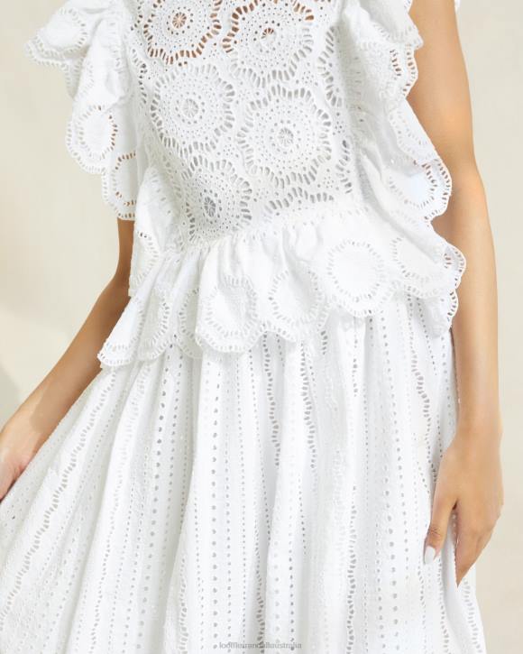 Clothes Ivory Loeffler Randall 044J173 Women Brynn Flutter-Sleeve Lace Dress