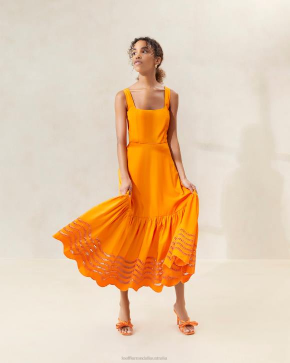 Clothes Marigold Loeffler Randall 044J196 Women Carine Embroidered Midi Dress