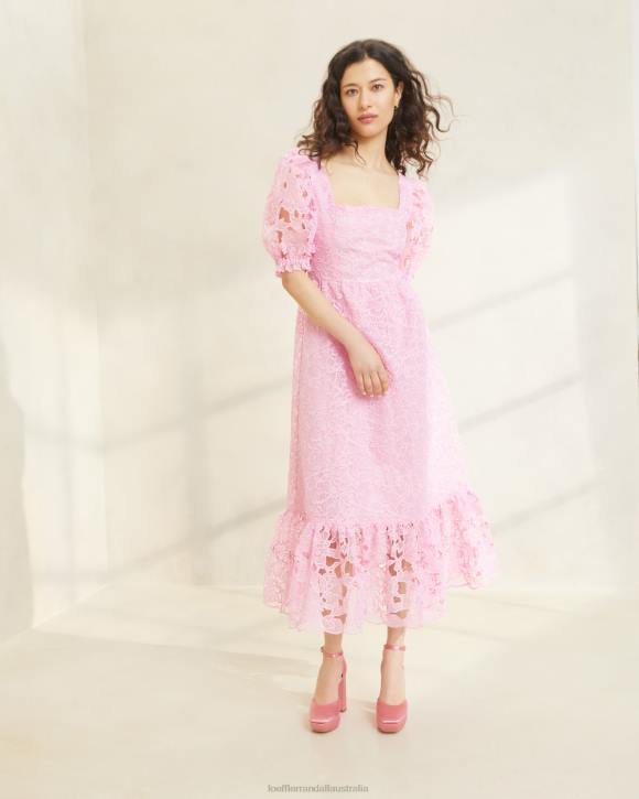 Clothes Pink Loeffler Randall 044J181 Women Addison Puff-Sleeve Dress