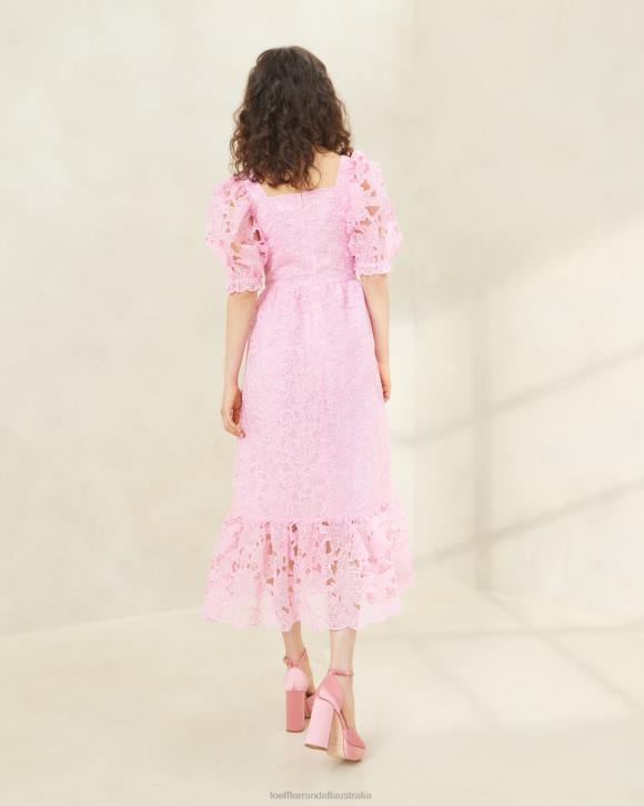Clothes Pink Loeffler Randall 044J181 Women Addison Puff-Sleeve Dress