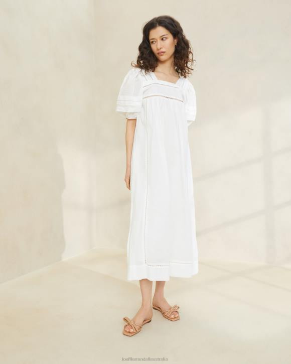 Clothes White Loeffler Randall 044J171 Women August Puffed Sleeve Dress