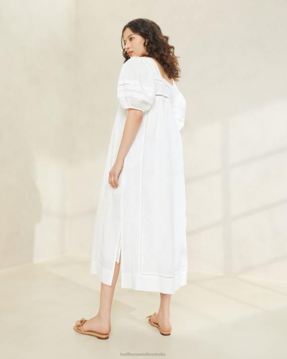 Clothes White Loeffler Randall 044J171 Women August Puffed Sleeve Dress
