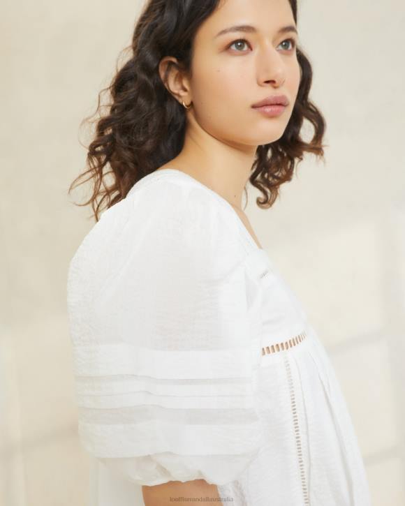 Clothes White Loeffler Randall 044J171 Women August Puffed Sleeve Dress