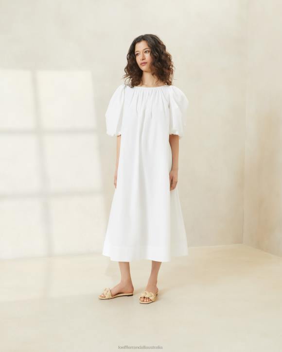 Clothes White Loeffler Randall 044J178 Women Mimi Oversized Puff-Sleeve Dress