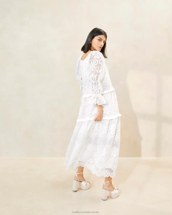 Clothes White Loeffler Randall 044J187 Women Antoinette Tiered Lace Dress