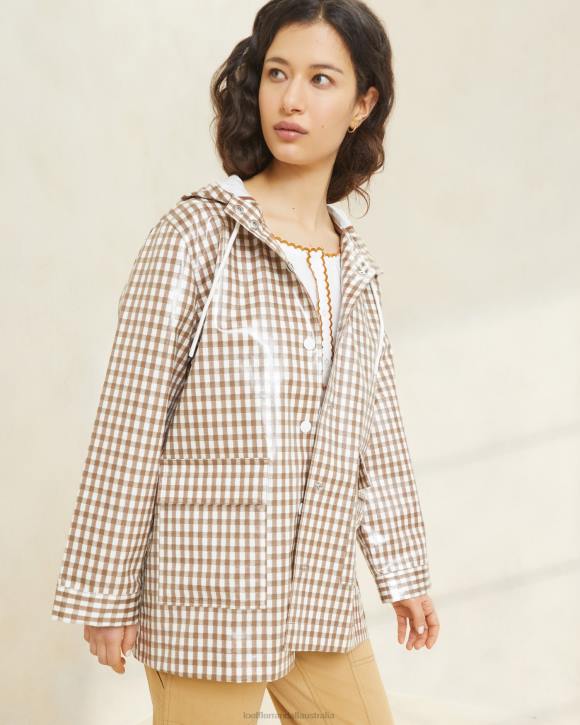 Clothes Brown Gingham Loeffler Randall 044J257 Women Misty Rain Jacket