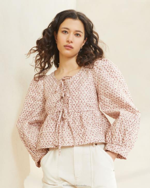 Clothes Cream/Amber Ditsy Floral Loeffler Randall 044J262 Women Donna Tie-Front Jacket