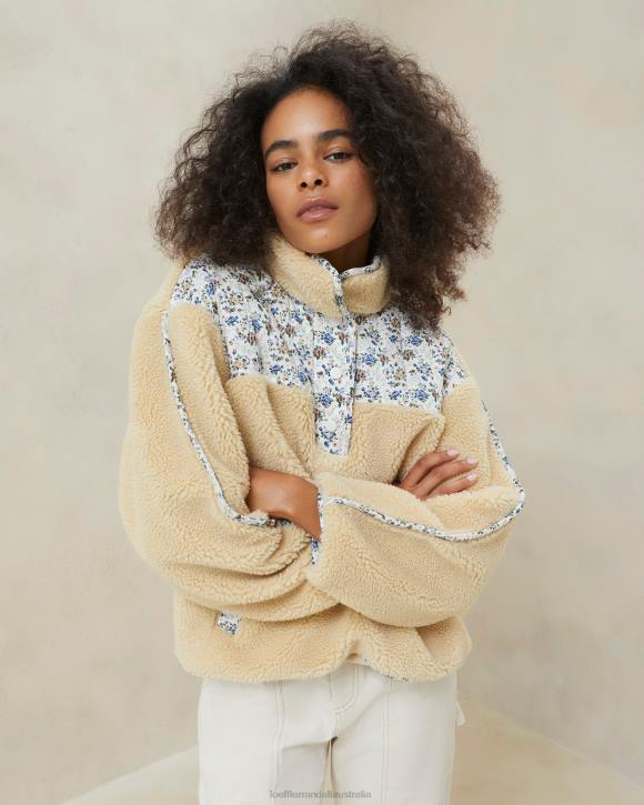 Clothes Cream/Floral Loeffler Randall 044J259 Women Liz Fleece Pullover
