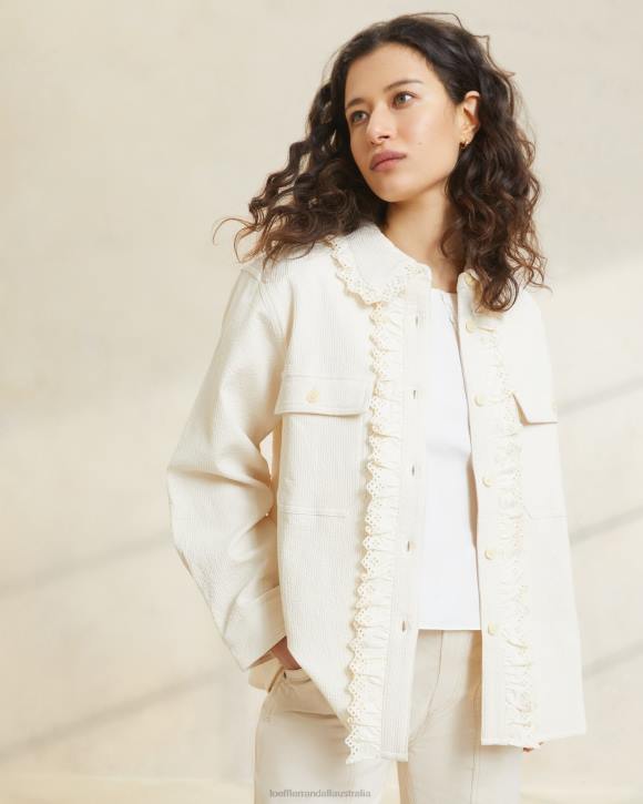 Clothes Ecru Loeffler Randall 044J260 Women Zeke Eyelet Chore Coat