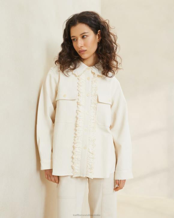 Clothes Ecru Loeffler Randall 044J260 Women Zeke Eyelet Chore Coat