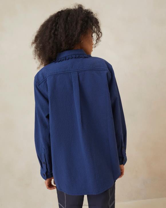 Clothes Indigo Loeffler Randall 044J261 Women Zeke Eyelet Chore Coat