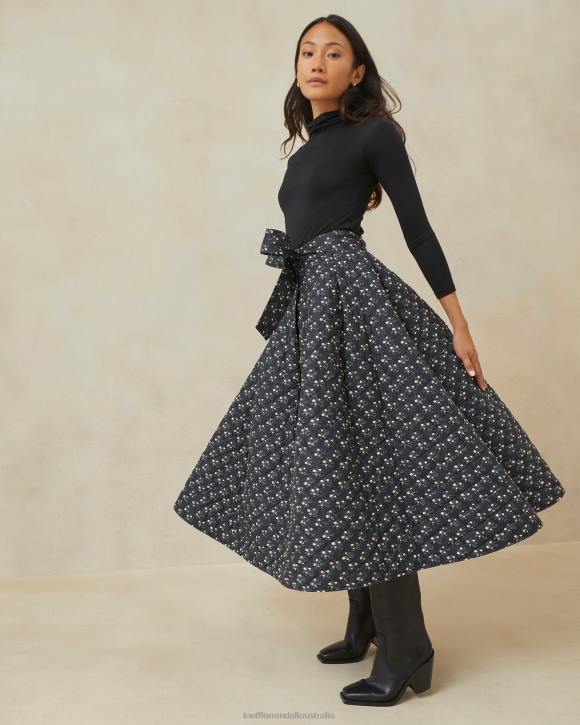 Clothes Black Ditsy Floral Loeffler Randall 044J237 Women Leigh Quilted Skirt