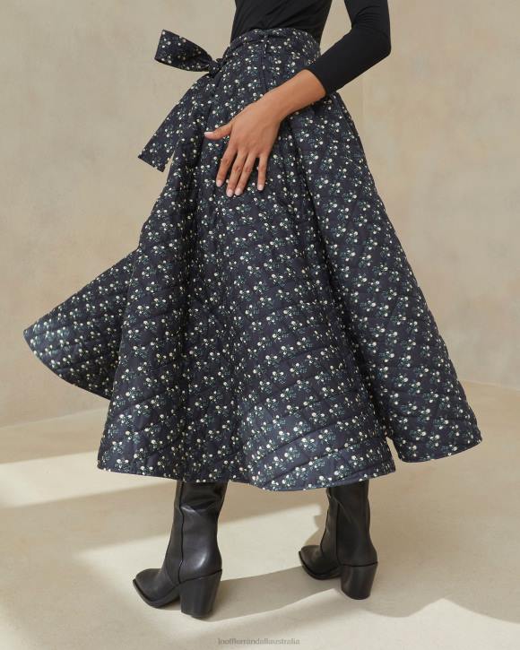 Clothes Black Ditsy Floral Loeffler Randall 044J237 Women Leigh Quilted Skirt