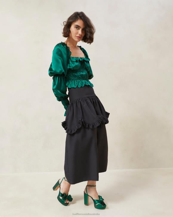 Clothes Black Loeffler Randall 044J242 Women Milo Scalloped Ruffle Skirt