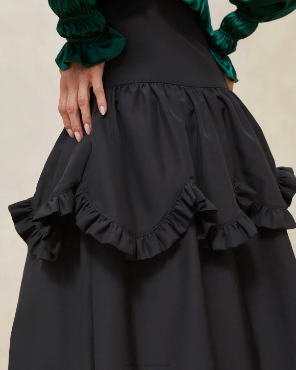 Clothes Black Loeffler Randall 044J242 Women Milo Scalloped Ruffle Skirt