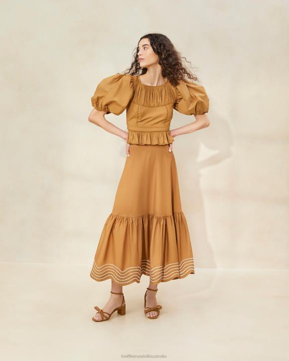 Clothes Brown Loeffler Randall 044J228 Women Opal Ruffle-Hem Skirt