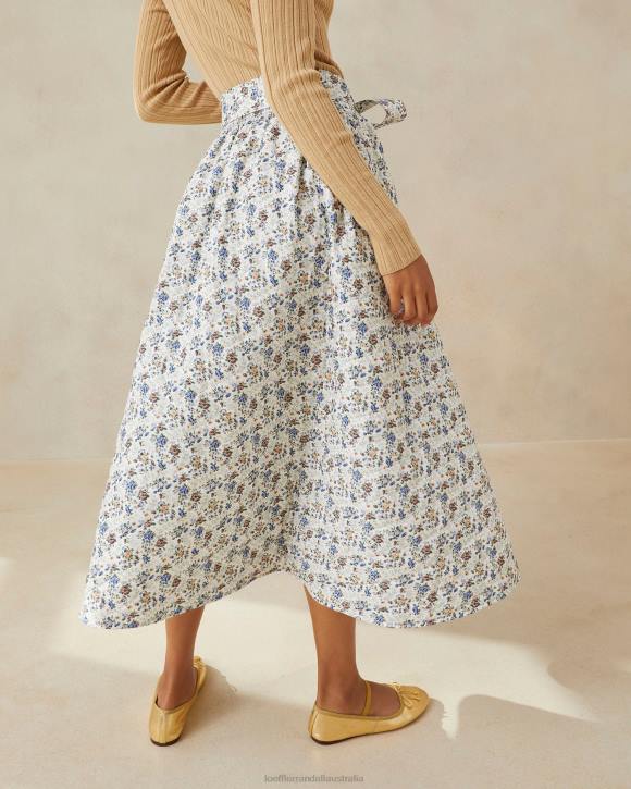 Clothes Cream/Floral Loeffler Randall 044J244 Women Leigh Quilted Skirt