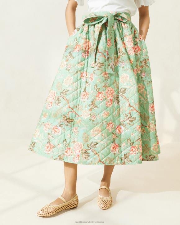 Clothes Sage Botanical Floral Loeffler Randall 044J231 Women Leigh Quilted Skirt
