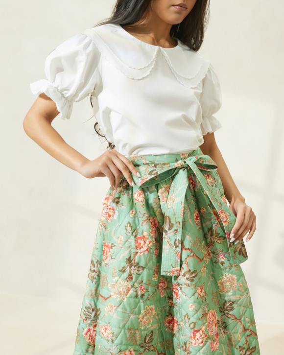 Clothes Sage Botanical Floral Loeffler Randall 044J231 Women Leigh Quilted Skirt
