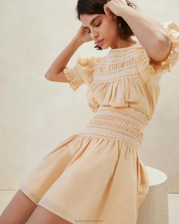 Clothes Sand/Ecru Loeffler Randall 044J238 Women Gilles Smocked Skirt