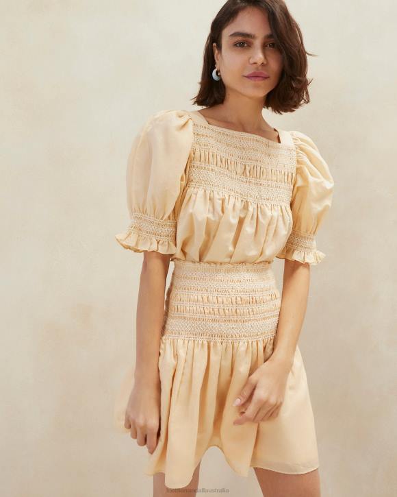 Clothes Sand/Ecru Loeffler Randall 044J238 Women Gilles Smocked Skirt