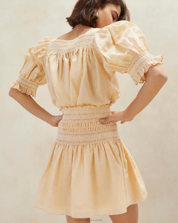 Clothes Sand/Ecru Loeffler Randall 044J238 Women Gilles Smocked Skirt