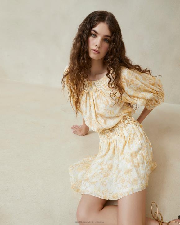 Clothes Tonal Vine Floral Loeffler Randall 044J246 Women Sidney Smocked Skirt