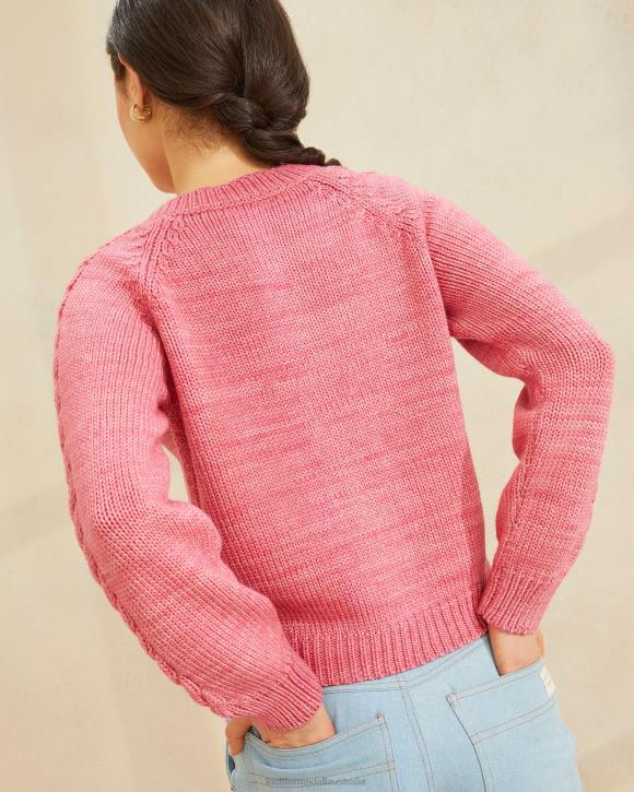 Clothes Pink Loeffler Randall 044J255 Women Lindy Cable Sleeve Cardigan