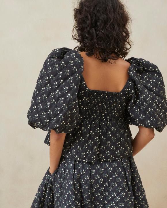 Clothes Black Ditsy Floral Loeffler Randall 044J247 Women Jessalyn Quilted Top