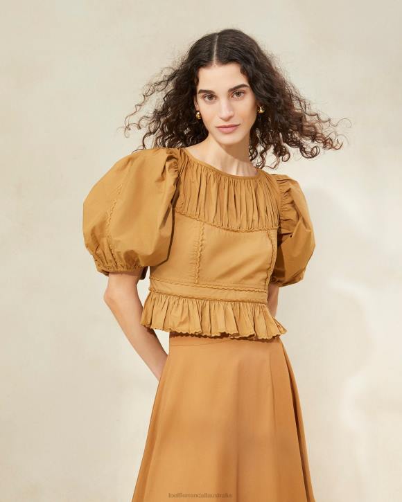 Clothes Cigar Loeffler Randall 044J209 Women Anna Puff-Sleeve Peplum Top