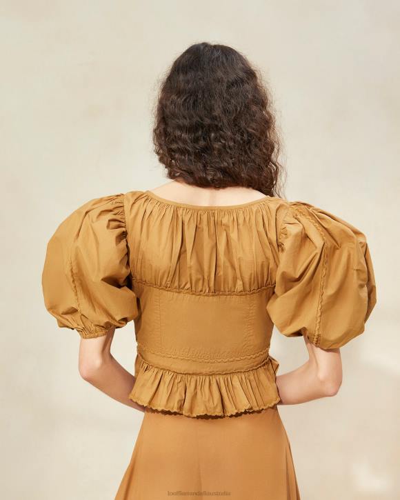 Clothes Cigar Loeffler Randall 044J209 Women Anna Puff-Sleeve Peplum Top