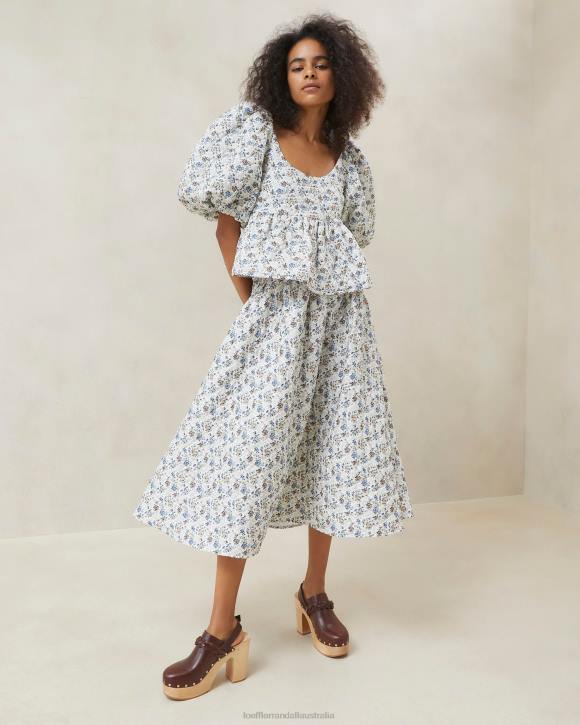 Clothes Cream/Floral Loeffler Randall 044J248 Women Jessalyn Quilted Top