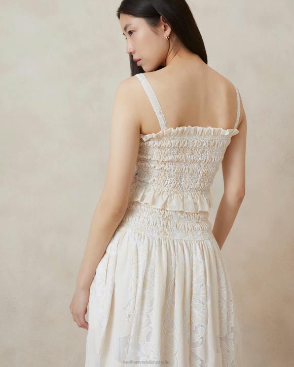 Clothes Ecru Loeffler Randall 044J251 Women Anita Smocked Top