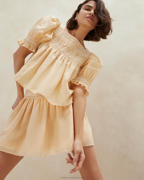 Clothes Sand/Ecru Loeffler Randall 044J236 Women Lydie Smocked Top