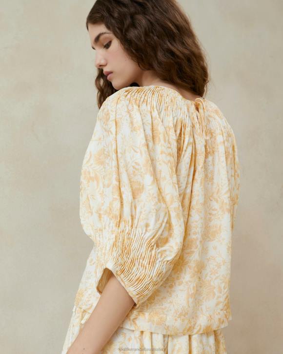 Clothes Tonal Vine Floral Loeffler Randall 044J241 Women Sloane Smocked Top