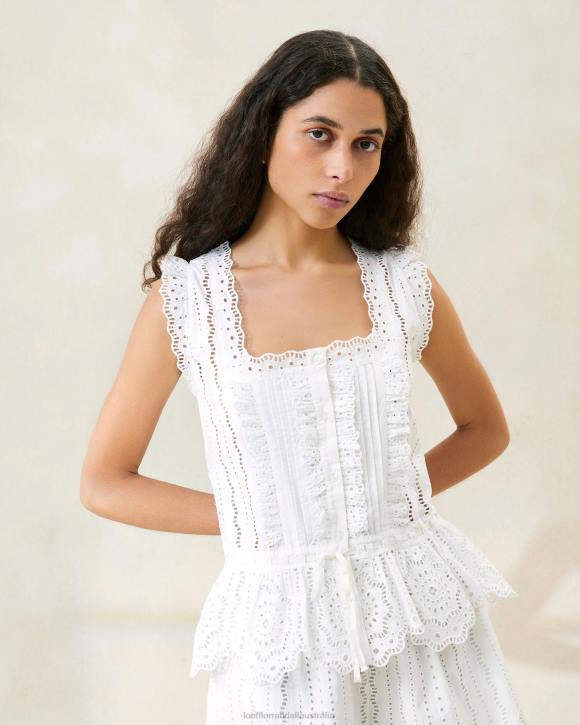 Clothes White Loeffler Randall 044J208 Women Arden Scalloped Blouse