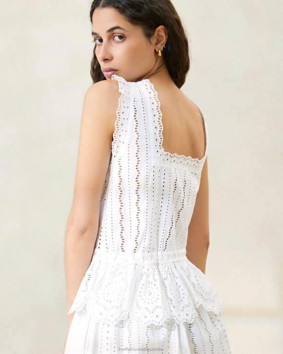 Clothes White Loeffler Randall 044J208 Women Arden Scalloped Blouse