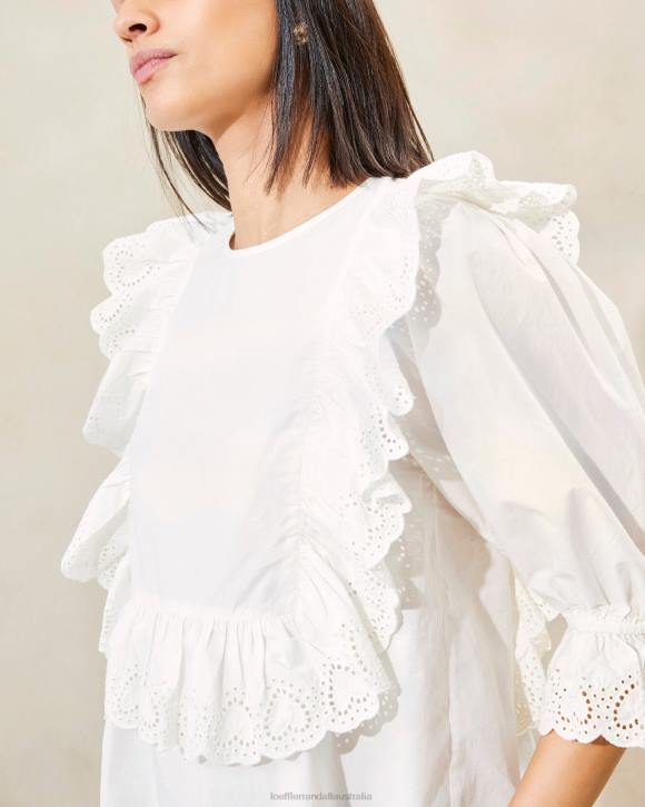 Clothes White Loeffler Randall 044J212 Women Cosima Heart Embroidery Blouse