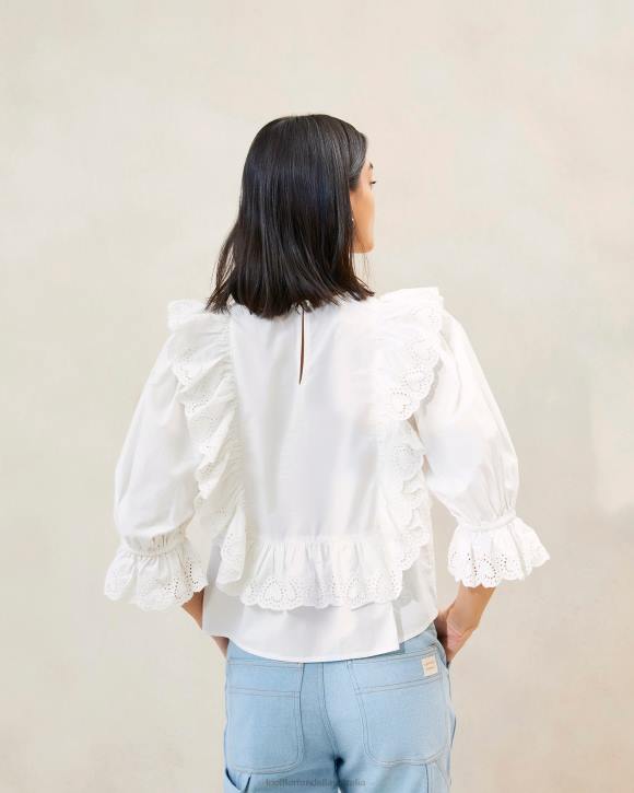 Clothes White Loeffler Randall 044J212 Women Cosima Heart Embroidery Blouse