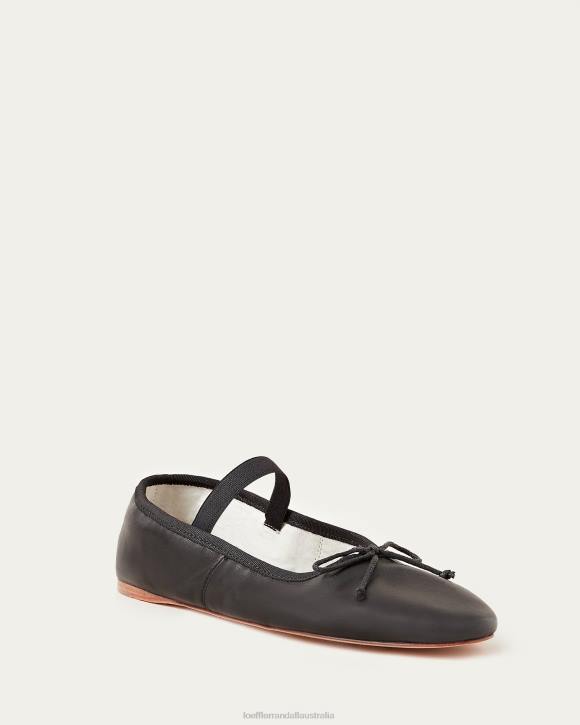 Shoes Black Leather Loeffler Randall 044J293 Women Leonie Ballet Flat