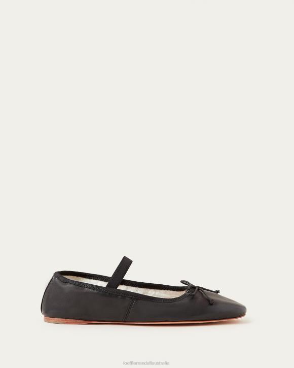 Shoes Black Leather Loeffler Randall 044J293 Women Leonie Ballet Flat