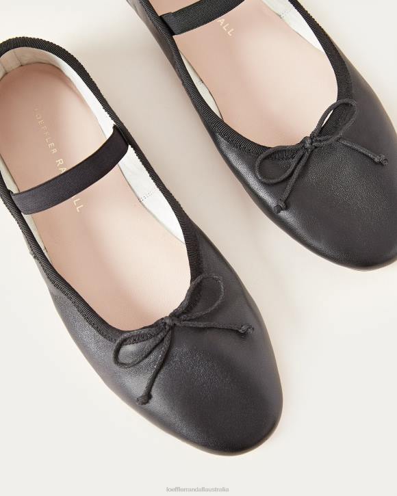 Shoes Black Leather Loeffler Randall 044J293 Women Leonie Ballet Flat