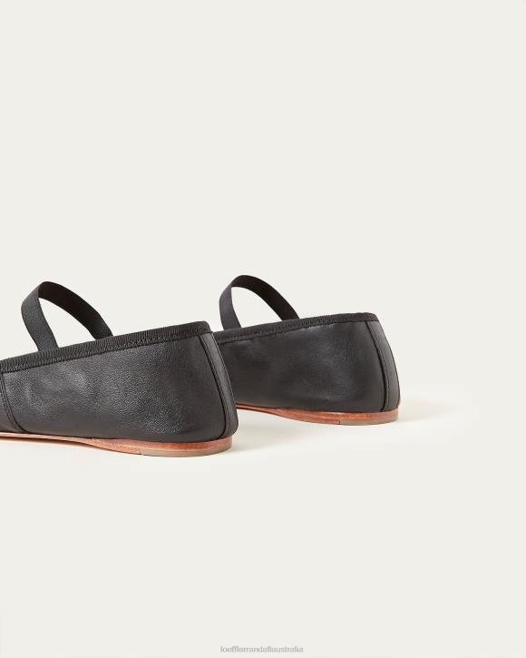 Shoes Black Leather Loeffler Randall 044J293 Women Leonie Ballet Flat