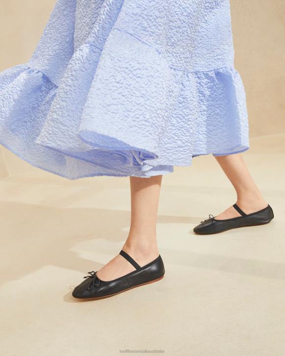 Shoes Black Leather Loeffler Randall 044J293 Women Leonie Ballet Flat