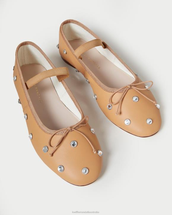 Shoes Caramel/Crystal Loeffler Randall 044J303 Women Leonie Ballet Flat